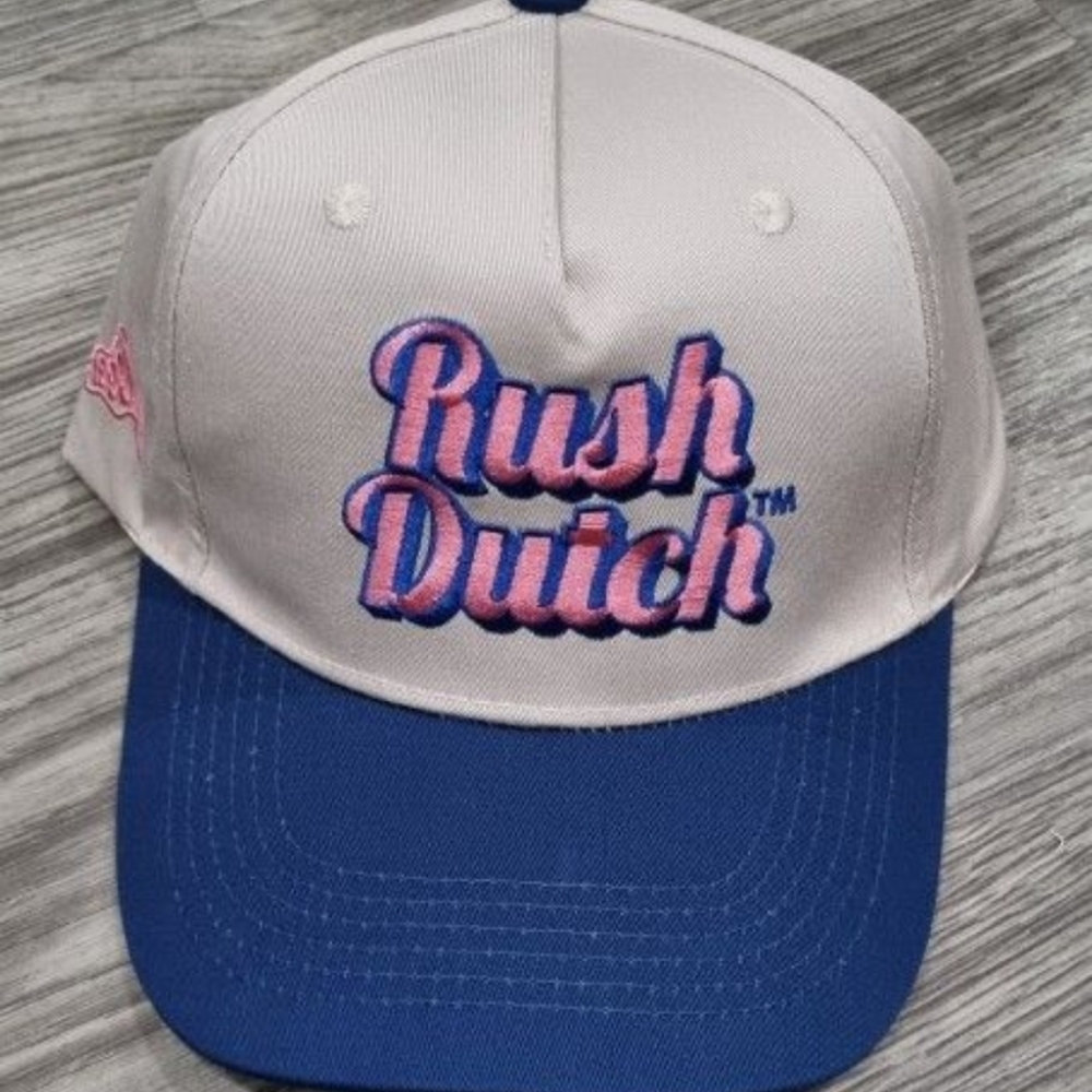 (NEW) Dutch Bros Two-Tone White, Pink & Blue Rush Dutch Baseball Cap